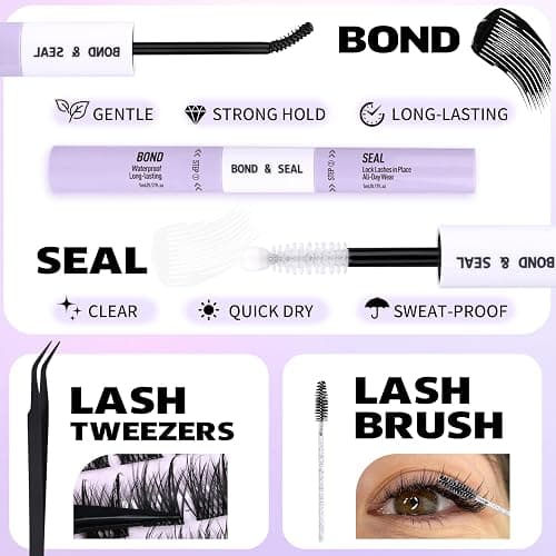 EYDEVRO Wispy Lash Clusters Kit Natura Eyelash Clusters Kit 9-18mm Cluster Eyelash Extensions CD Curvature 192 Pcs Manga Lash Extension Kit Individual Eyelash Extension Kit Lash Bond and Seal Tweezers thumbnail 5