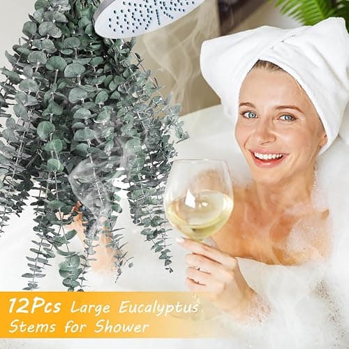 12 PCS Dried Eucalyptus Stems for Shower - 17" Preserved Eucalyptus Stems Shower Plant, Fresh Real Eucalyptus Leaves for Shower Hanging, Home Decor, Dried Flowers thumbnail 3