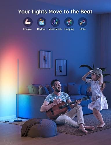 Govee RGBIC Smart Corner Floor Lamp, Standing Lamp Alexa APP Control, Smart Floor Lamp with Reactive Music Mode, 61+ Dynamic Scene, Color Changing, Modern Floor Lamp for Living Room, Bedroom, Kitchen - Black thumbnail 7
