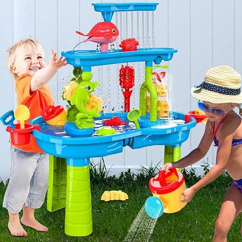 VATOS 3 Tier Sand Water Table, Kids Splash Sand Table Water Toys for Aged 3 4 5 6 7 8 9, Activity Sensory Table Summer Beach Outside Toys for Toddlers Kids thumbnail 7