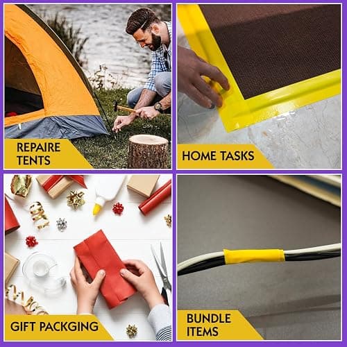 STIKPACK 2 Rolls Yellow Duct Tape, Heavy Duty Strong Industrial Colored Duct Tape 9mil x 2inch x 25yds Flexible, No Residue, Waterproof and Tear by Hand, Multi-Use for Indoor & Outdoor Repairs thumbnail 3