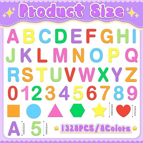 1328 PCS Foam Letter Stickers,Foam Alphabet Number Shape Stickers(Colorful) | Self Adhesive, EVA, Letters Sticker for Crafts, School Project, Scrapbooking Supplies, Bulletin Board, Classroom, DIY Decor thumbnail 3