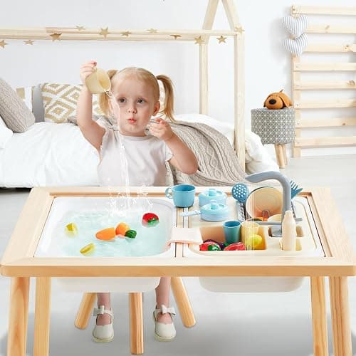 Beright Play Kitchen Sink Toys, Toddler Sink Toys with Upgraded Faucet, Pretend Play Toys Running Water, Perfectly Matched with Beright Sensory Table thumbnail 8