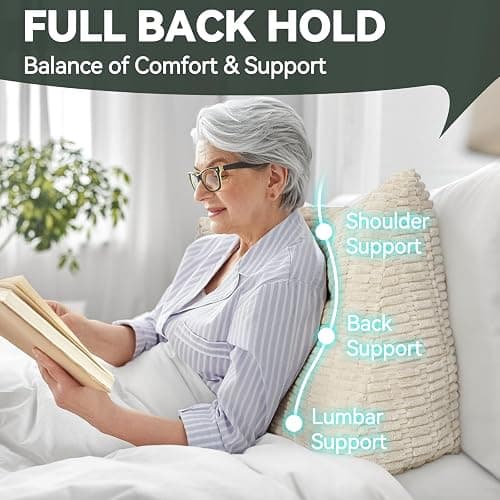 LUISOF Headboard Pillow Twin Triangular Bed Wedge Pillow for Headboard, Head Board Backrest Pillow for Daybeds Dorm and Bunk Beds with Removable Cover Beige thumbnail 4