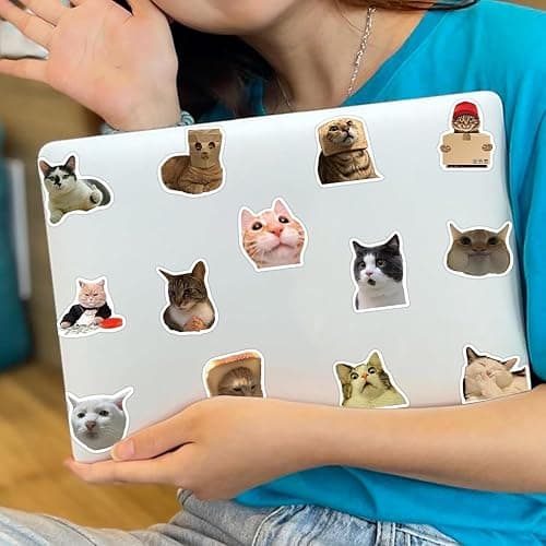 Yuyul 100 Pcs Cute Cat Meme Stickers, Funny Kitten Stickers for Journaling Laptop Scrapbook Water Bottles Guitar Suitcase, Waterproof Vinyl Decals for Teens Adults Gift thumbnail 8