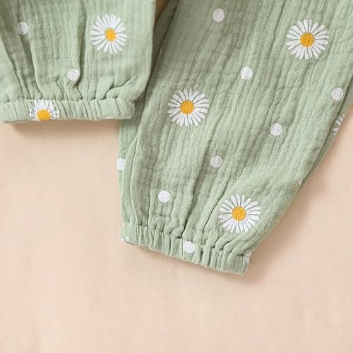 Kaipiclos Newborn Infant Girl Clothes Rib Knit Romper Daisy Print Pants Headband Baby Clothes for Girls 0 3 6 12 18 24 Months thumbnail 6