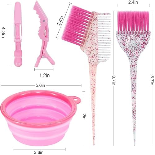 Asqraqo 11pcs Hair Coloring Kit - Professional Salon Tools for DIY Mixing, Includes Clips, Bowl, Dye Brush, Earmuffs - Perfect for Bleaching and Dye thumbnail 2