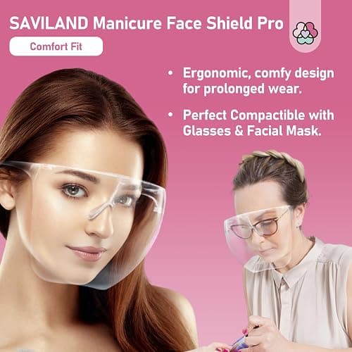 SAVILAND Nail Face Mask for Nail Drill: Salon Clear Visibility & Comfortable Wear Full Face Mask Splash Resistant Quicker DIY Nail Art Tools for Nail Artists Enthusiasts Technicians Salon Studio thumbnail 6