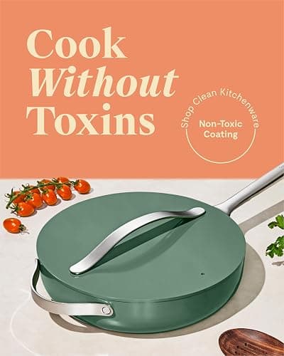 Caraway Nonstick Ceramic Sauté Pan with Lid (4.5 qt, 11.8") - Non Toxic, PTFE & PFOA Free - Oven Safe & Compatible with All Stovetops (Gas, Electric & Induction) - Sage thumbnail 3