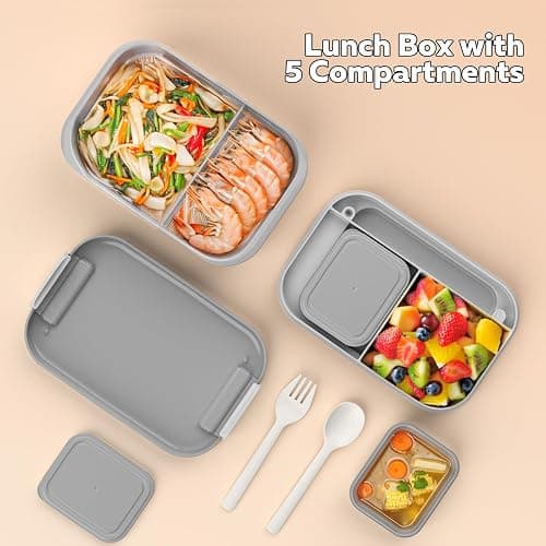 LEIKEEGO Lunchbox Erwachsene 1900ml Brotdose Auslaufsicher Bento Box Erwachsene für Büro, Schule (Grau) thumbnail 5