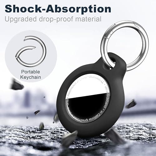 MOLOSLEEVE 1|2|4 Pack for Airtag Holder Case with Keychain, Shockproof GPS Cover Anti-Scratch Key Chain for Air Tags, for Airtag Accessories for GPS Item Tracker Cases for Bags, Luggages, Black thumbnail 5