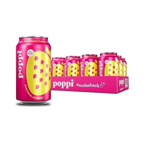 Poppi Sparkling Prebiotic Soda Beverage with Apple Cider Vinegar, Seltzer Water and Fruit Juice, Strawberry Lemon Flavor, 12 FL Oz, Pack of 12, Packaging May Vary - Image 1