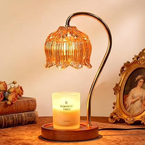 Funistree Dimmable Candle Warmer Lamp, Gifts for Women Mum Friends, Birthday Presents for Her Sister Grandma, Vintage Amber Lamp Candle Warmer for Jar Candles - Image 1