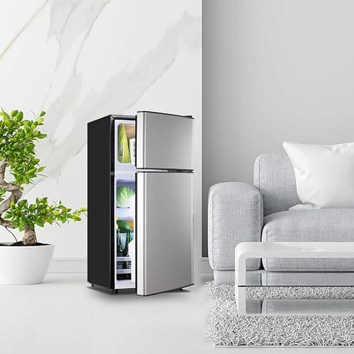 DEMULLER 2.4 Cu.Ft Small Refrigerator with Freezer Dorm Mini Fridge Removable Plastic Shelves Ideal for Home, Office,Dormitory Silver thumbnail 2