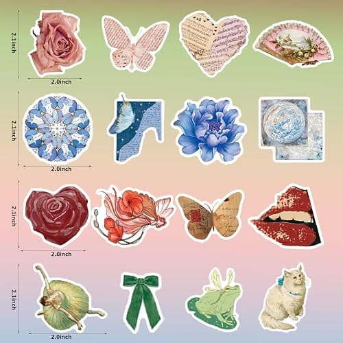 200PCS Vintage Aesthetic Stickers, Victorian Aesthetic Stickers for Water Bottles, Scrapbook Aesthetic Stickers, Vintage Junk Journal Stickers Teens Adults - 200PCSVintage Aesthetic thumbnail 2