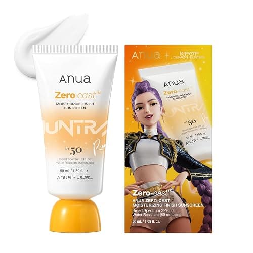 Anua, Zero-Cast Moisturizing Sunscreen SPF 50, Glow Natural Sunscreen for face, No White Cast, Hyaluronic Acid, Niacinamide, Oil-Free, KPop Demon Hunters, Korean Skincare, 1.69 fl oz - Image 1