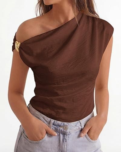 BTFBM Spring Tops for Women Trendy Sleeveless Ruched Going Out Top Solid Tank Blouses Basic T Shirts Fashion Clothing thumbnail 5