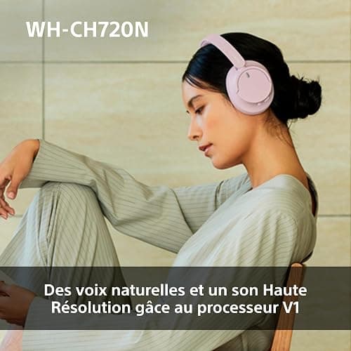 Sony WH-CH720N - Casque Bluetooth sans Fil à réduction de Bruit - Micro intégré - jusqu'à 35 Heures d'autonomie et Charge Rapide - Rose thumbnail 4