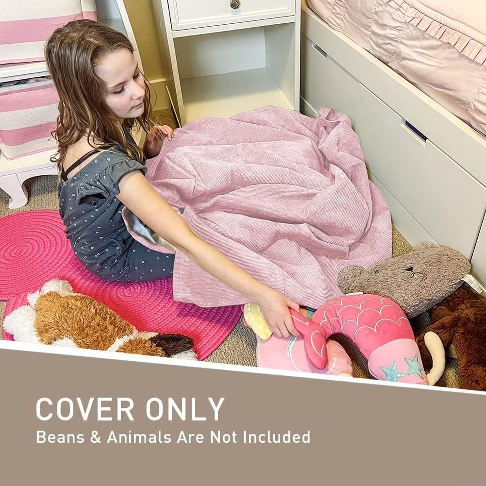 Nobildonna Bean Bag Chair Cover (No Filler) for Kids and Adults. Extra Large 300L Beanbag Stuffed Animal Storage Soft Premium Corduroy - Large(Cover Only) - Pink thumbnail 8