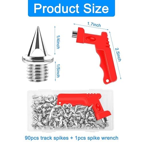 whpqhw 90PCS Track Spikes，1/4 Inch Stainless Steel Track and Cross Country Spikes with Spike Wrench, Replacement Spike for Sprint Sports Short Running Shoes thumbnail 3