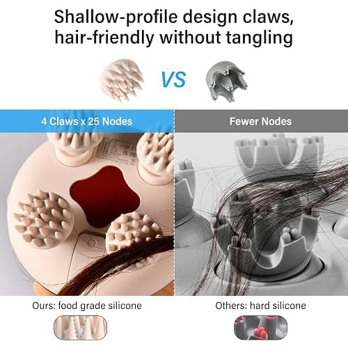 arboleaf Electric Scalp Massager, Waterproof Head Massager with Replacement Silicone Heads for Hair Growth, Handheld Massager for Head Body Relaxation, Stress Relief and Hair Care, Gifts for Women Men thumbnail 5