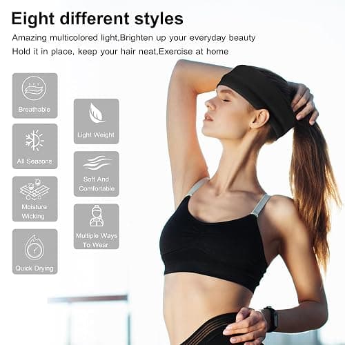 Headbands for Women, 8pcs Stretchy Non Slip Soft Cotton Cloth Hair Bands for Sports, Workout, Yoga and Running thumbnail 2