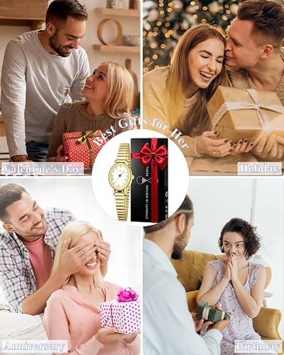 CIVO Vintage Armbanduhr Damen Kleine: Oval Gehäuse Römisches Zifferblatt Analoge mit Elastisches Armband - Zarte Gold Silber Damenuhr Geschenke zum Jahrestag Valentinstag thumbnail 4