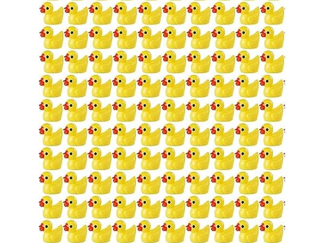 100PCS Mini Resin Duck, Crafts Duck Resin Figures, Cute Duck for Craft Aquarium Garden Landscape Dollhouse Ornament Potted Decorations DIY (Yellow) - Image 1