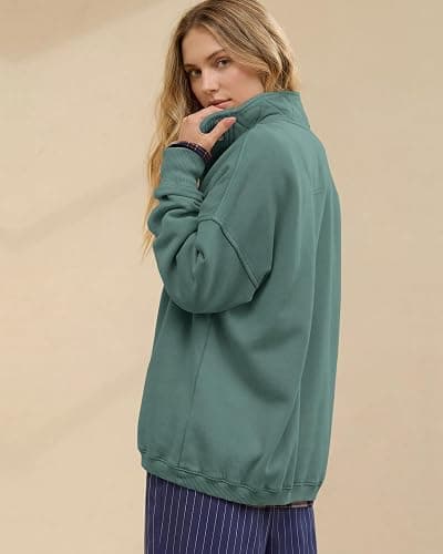 Gacaky Sweatshirt for Women Oversized Henley Neck Pullover Top Fall Outfits | Oversized Silhouette, Quilted Placket Detail, Henley Sweatshirt, Comfort Soft Sweaters, Fall Winter Fashion Outfits Clothes thumbnail 4