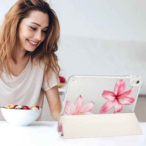 Fycyko Case for iPad (A16) 11th Generation 11 Inch 2025/iPad 10th Generation 10.9 Inch 2022, Aesthetics Flower Pattern Design with Pencil Holder Shockproof Protective Cover,Lily thumbnail 4