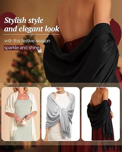 FURTALK Women's Pashmina Shawls and Wraps for Evening Dress Long Scarf Wedding Bride Bridesmaid Shawl Gifts thumbnail 7