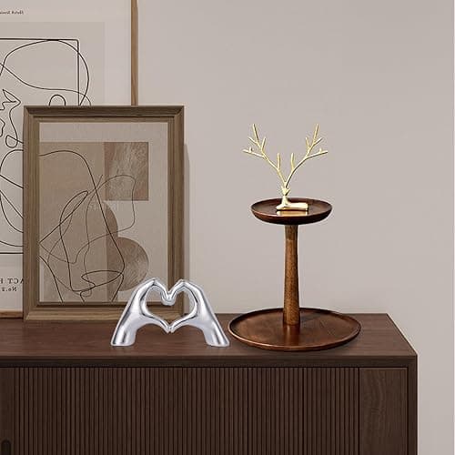 DOVDOV Silver Heart Hand Decorative Sculpture, Room Home Decor Aesthetics for Office, Living Room, Coffee Table, Dining Table, Center Entrance, entryway, TV Stand, Tabletop Decorations. thumbnail 4