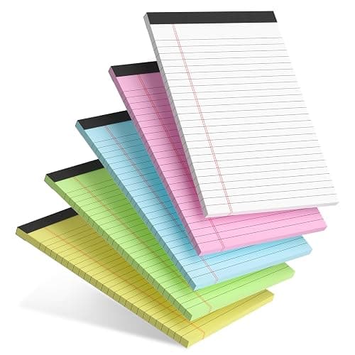 5pcs Small Note Pads 5x8 Notebook College Ruled Legal Pads Color Notepads 5 Pack Study Back Writing Pads 5 x 8 Perforated Narrow Ruled Pads of Paper for School & Office Supplies 30 Sheets/Pack - Image 1