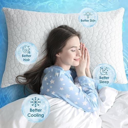 SUPA MODERN Cooling Bed Pillows for Sleeping 1 Pack Shredded Memory Foam Pillows Adjustable Cool Pillow for Side Back Stomach Sleepers Luxury Gel Pillows Standard Size, for Women Men thumbnail 8