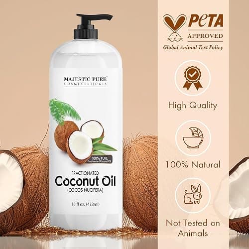 Majestic Pure Fractionated Coconut Oil - Relaxing Massage Oil, Liquid Carrier Oil for Diluting Essential Oils - Skin, Lip, Body & Hair Oil Moisturizer & Softener - 16 fl oz thumbnail 6
