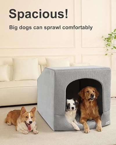 Hovicaed Indoor Dog House for Extra Large Medium Small Sized Dogs - Dog Tent with Washable Removable Cover, Pet Orthopedic Dog Cave Bed Egg-Crate Foam Cushion, Inside Dog House Large Space(XXL) thumbnail 6
