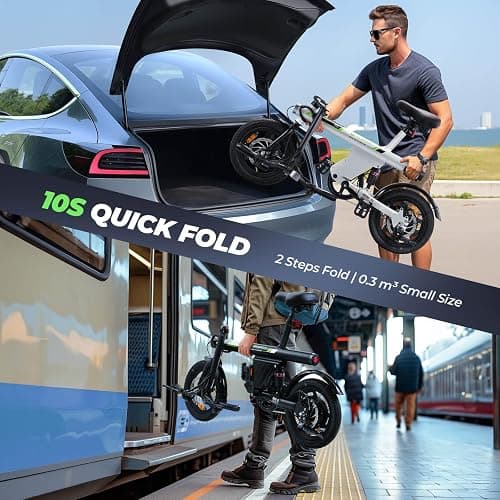 isinwheel Electric Bike for Adult 500W Motor, 20MPH Folding Ebike, 14"/16" Adult Electric Bicycles with Smart Uphill, 280.8Wh/374.4Wh Battery, Mini E Bikes for Adults and Teens thumbnail 6