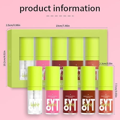 EONFAVE Lipgloss Set, 5 Farben Lip Oil Set, Hydrating Moisturiser Lip Gloss, Lippen Care Lippenöl, Intensiver Glanz und bis zu 12 Stunden Pflege, Lang Anhaltender Feuchtigkeit, Geleeartiger thumbnail 6