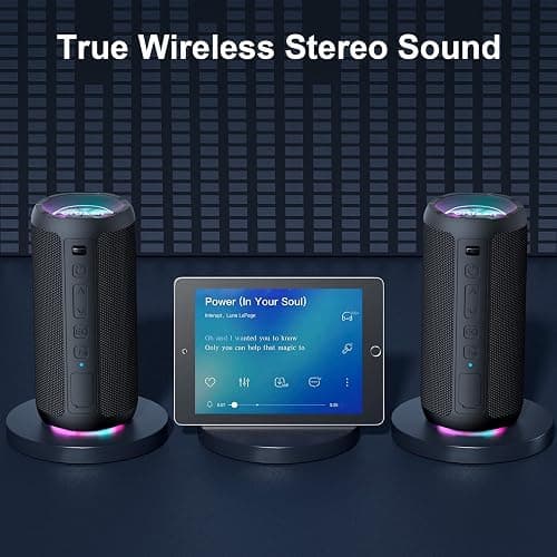 Ortizan Bluetooth Speaker, Portable Wireless Bluetooth Speakers With Led Light, Louder Volume & Enhanced Bass, IPX7 Waterproof, 30H Playtime, Durable Loud Outdoor Speaker for Travel, Sport thumbnail 3