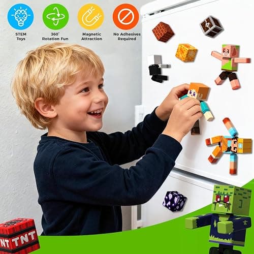 Magnevia 20 Pcs Magnetic Action Figures Playset, Magnetic Building Block Toys with Magnetic Cubes, 360° Rotating Arms and Legs, Creative Play Set for Kids 6+, Birthday Gifts for Boys Girls thumbnail 5