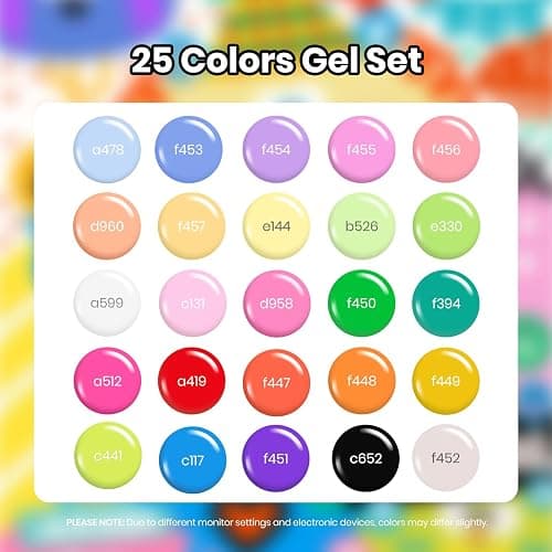 Beetles Summer Gel Polish Set - Doodle Dreams Collection, 25 Summer Colors Neon Rainbow Bright Gel Polish Green Blue Purple Pink Nails with Base Glossy Matte Top Coat UV LED Soak Of Gifts for Women thumbnail 2