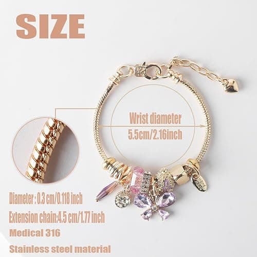 DS Charm Bracelets for teen girls exquisite cute cartoon friendship bracelet Gold Stainless Steel Bangle birthday Gift box Adjustable little girls kids jewelry holiday gifts thumbnail 2