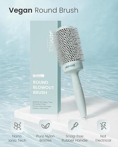 AIMIKE NaturaVol Round Brush for Blow Out, Large Round Hair Brush Nano Thermal Ceramic & Ionic Tech, for Blow Drying & Salon-like Styling at Home, Maximum Volume and Shine- 2.1" Barrel, 3" w/Bristle thumbnail 3