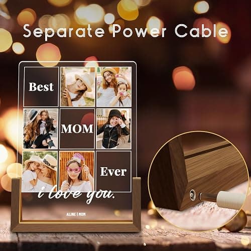 LUCKOR Photo Decorative Plaque Personalized Mom Gift for Mothers Day from Daughter Son Kids, Customized for Wife from Husband, Best Mom Ever thumbnail 5