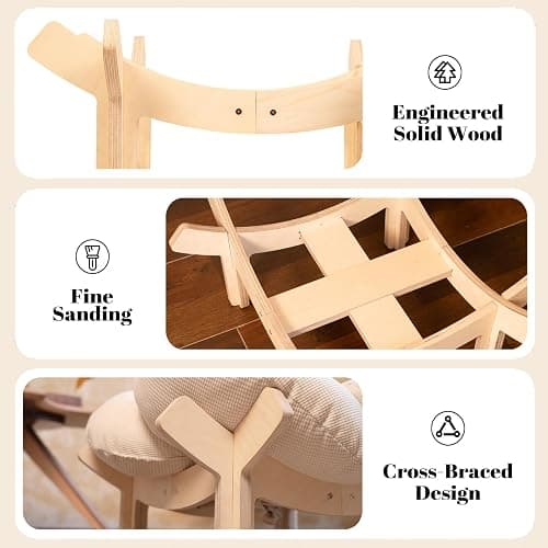 CHEERHOME PETS Elevated Cat Bed Wooden with Cushion Fluffy Pet Couch Sofa for Indoor Cats Raised Kitty Lounge Chair Suitable for Puppy, Cat Furniture(White) thumbnail 4
