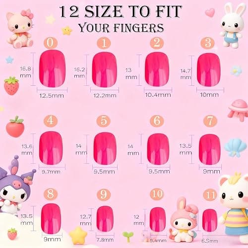 Jsiallye 288Pcs Press On Nails For Girls,12 Colors Kid Fake Nail Kit Short Press on Nails For Kids,Stick On Nails Stuff for Girls 7-12 Years,4Colors Glitter Base And Multicolo French Tip nails thumbnail 5