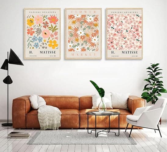 3Pcs Flower Market Canvas Wall Art Pink Aesthetic Posters Prints Danish Pastel Wall Decor Pictures for Living Room Hallway Bedroom Home Decoration Unframed - poster - 12x16inx3pcs thumbnail 4