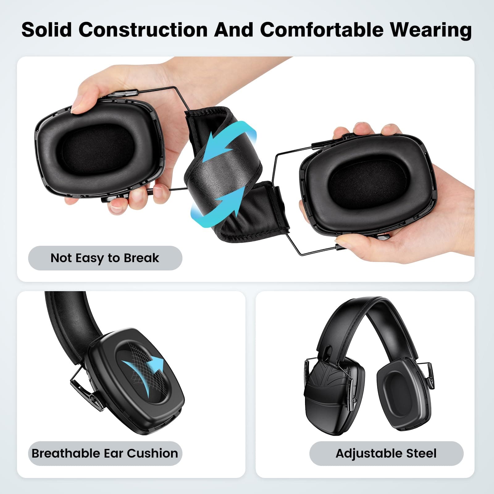 New Bee Protección Auditiva Cascos Antiruido para Adultos e Hijos 35dB SNR Aislante de Ruido Profesional, Cascos Insonorizados para el Tiro, Jardinería, Estudiar, Trabajo de Construcción thumbnail 4