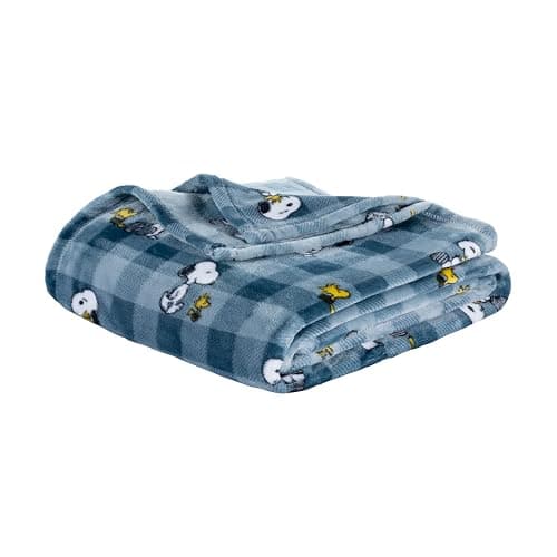 Berkshire Blanket Peanuts® VelvetLoft® Cute Character Snoopy Plush Blanket,Navy Tonal,Twin 60 in x 90 in (Official Peanuts® Product) - Image 1