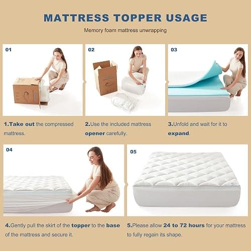 Bedlore 4-Inch Twin XL Mattress Topper for Back Pain - Dual Layer Medium Support (2" Gel Memory Foam + 2" Cooling Fluffy Pillow Top Pad), Breathable & Pressure Relief (Gray) thumbnail 7